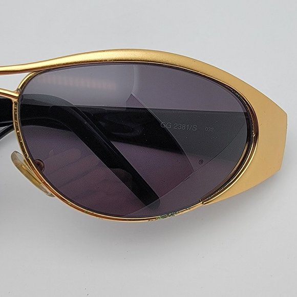 Gucci GG2381/S 032 Gold Black Frame Grey Lens Aviator Sunglasses w/ Case Italy - Picture 12 of 15